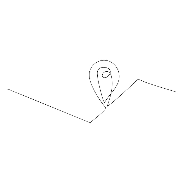 Continuous single line traffic one line map location pin art drawing design vector graphic