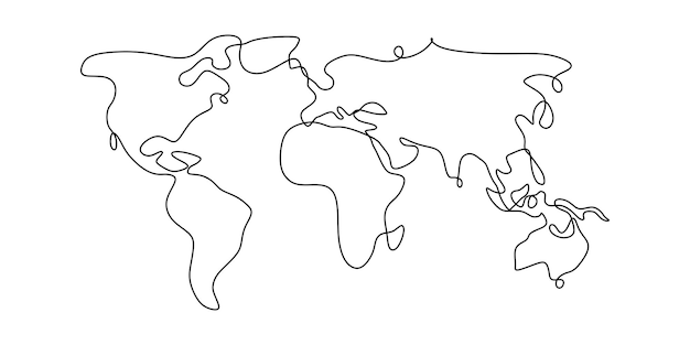 Continuous single line world Earth globe one line drawing of world map vector illustration minimalist design of minimalism isolated on white background Global network connection