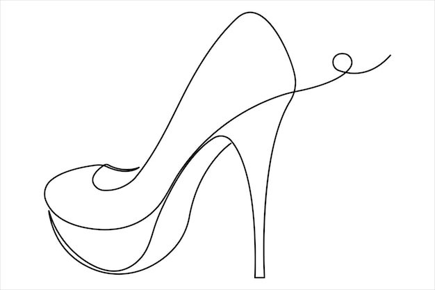 Vector continuous single one line drawing of woman high heeled beautiful fashion shoes vector illustration