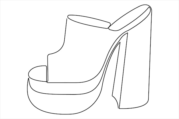 Continuous single one line drawing of woman high heeled beautiful fashion shoes vector illustration