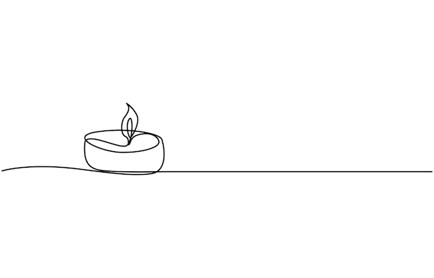 Continuous single oneline art drawing of candle and minimalist outline vector art drawing Candlest