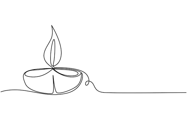 Continuous single oneline art drawing of candle and minimalist outline vector art drawing Candlest