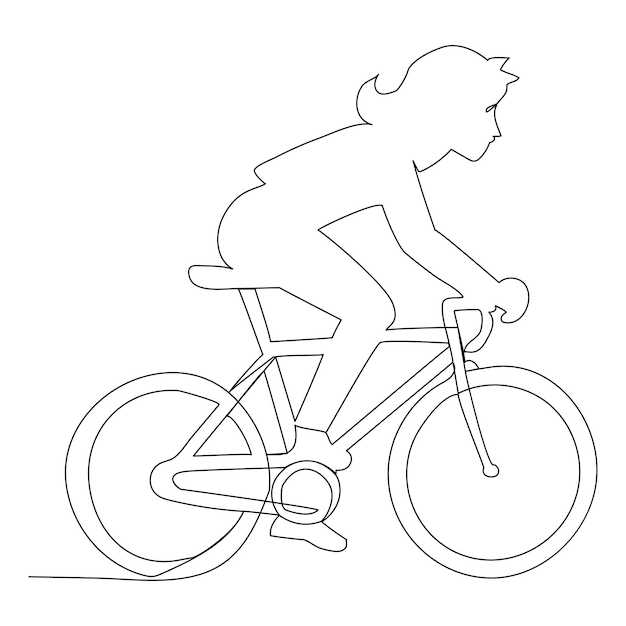 Continuous single vector line art drawing and one line illustration of Bicycle