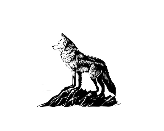 ContohSketch Hand drawn single line art Wolf