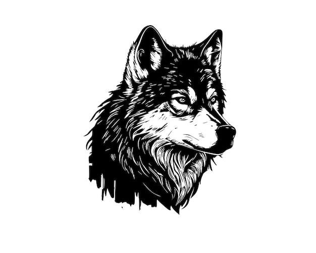 ContohSketch Hand drawn single line art Wolf