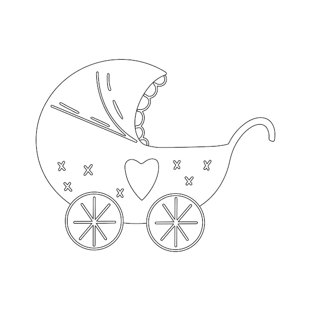 Contour drawing of a baby carriage