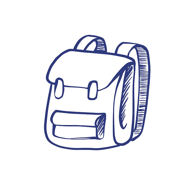 Contour illustration of a backpack or school bag Vector illustration on a white background