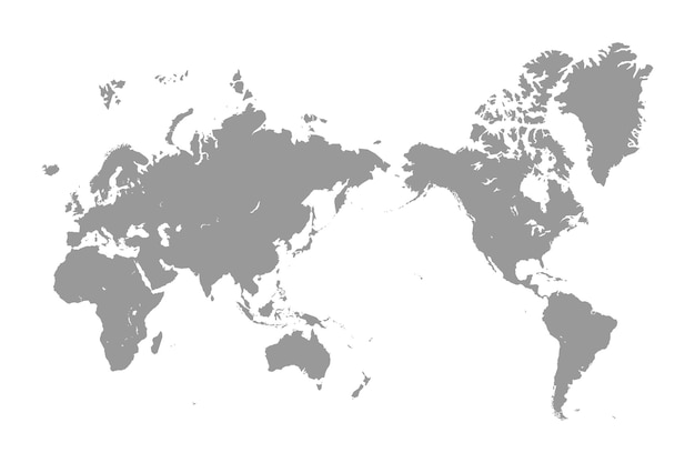 Contour silhouette of the world map Asia in the center