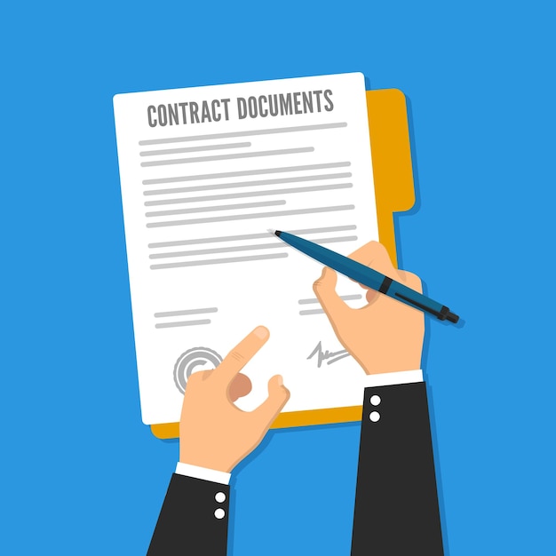 Contract icon agreement pen flat business illustration vector