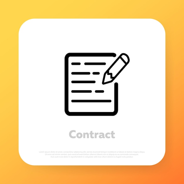 Contract icon. Official document. Job agreement. Vector line icon for Business and Advertising