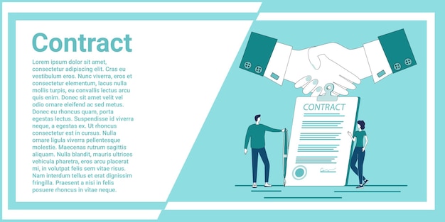 Vector contract signing a contract a deal and a business handshake people conduct transactions