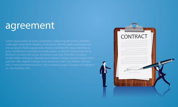 Vector contract signing legal agreement concept. vector illustration