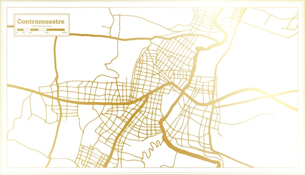 Contramaestre Cuba City Map in Retro Style in Golden Color Outline Map