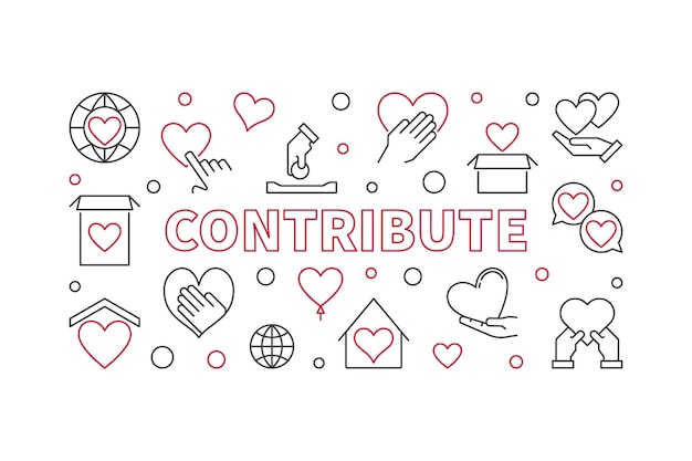 Contribute vector concept simple horizontal illustration