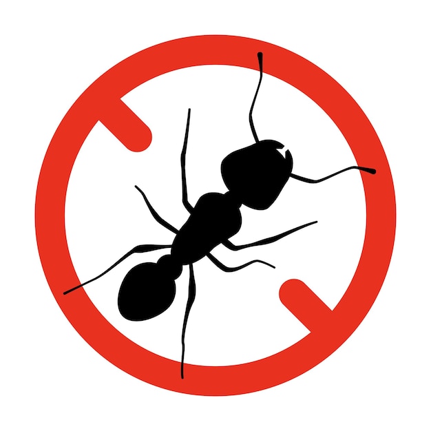 Control ant, fight with pest, insect icon. Stop ant symbol. Exterminator of insect. Vector sign