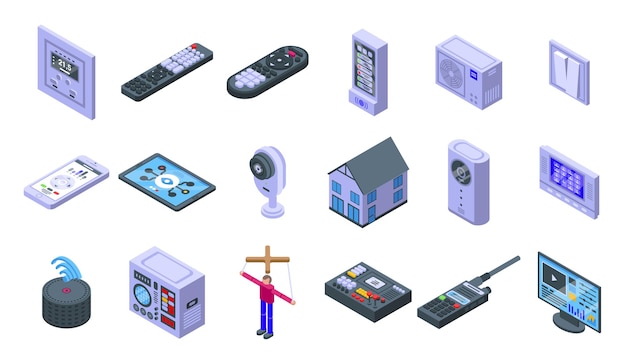 Control icons set. Isometric set of control  icons for web  