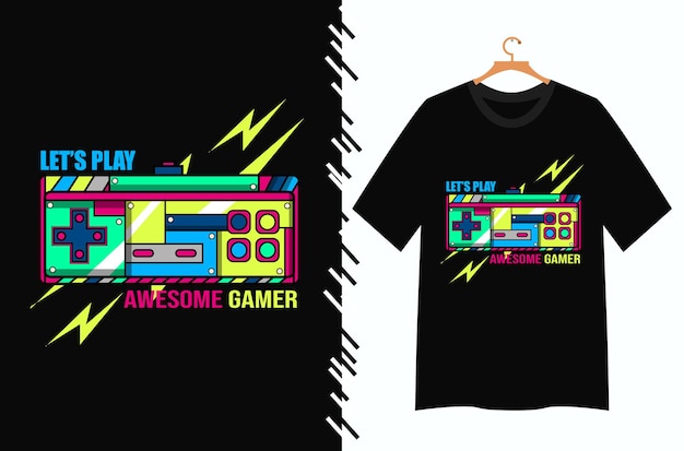 Controller game with cyberpunk style for t shirt graphic