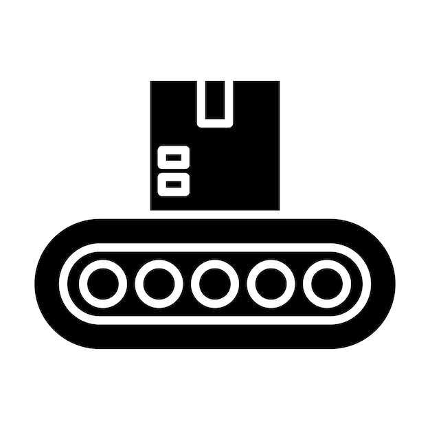 Conveyor Belt Glyph Solid Black Illustration