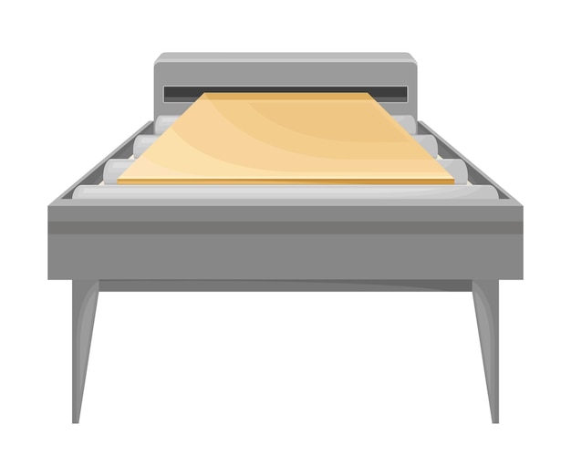 Conveyor Belt with Wooden Plank for Furniture Production Vector Illustration