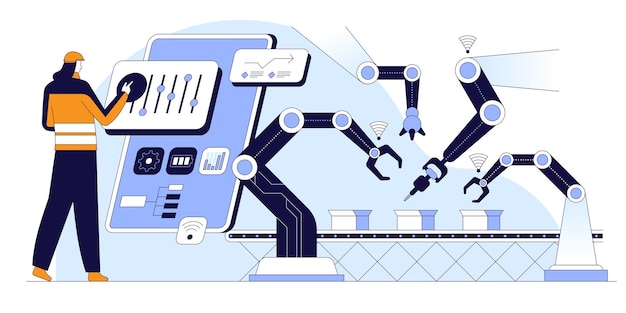 Conveyor configurations flat vector illustration