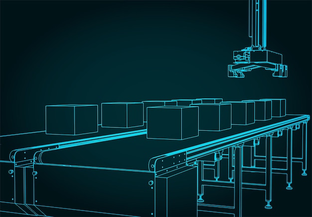 Vector conveyor line and robotic manipulator blueprints