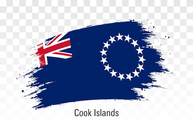 Cook Islands flag Grunge brush stroke flag of Cook Islands isolated on white vector illustration