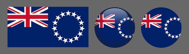 Cook Islands Flag Set Collection Vector