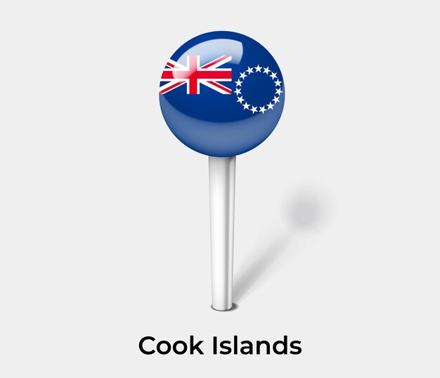 Cook Islands push pin for map vector illustration