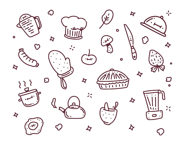 cook object  illustration . cook doodle style