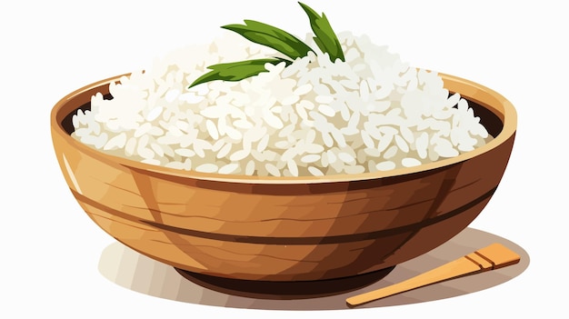 Vector cooked rice in bowl vector stock illustration