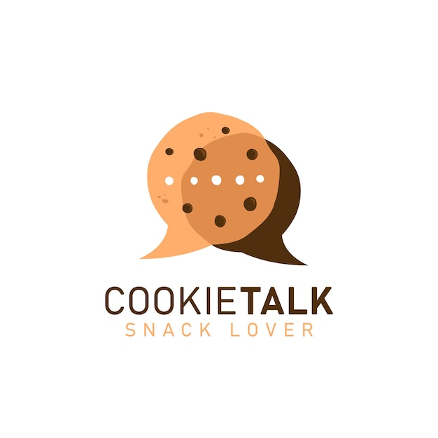 Cookie cookies talk logo icon symbol with two cookies in bubble comic speak discussion talk shape illustration