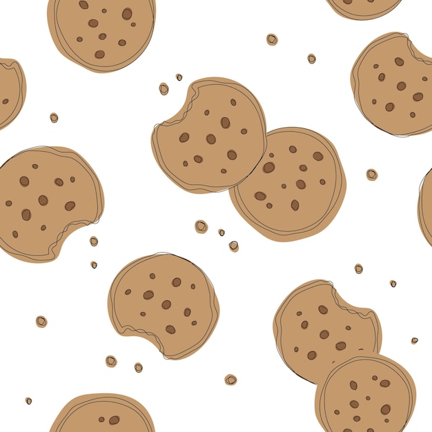 Cookie pattern Simple cute cookie flat seamless pattern on white background for gift wrapping paper