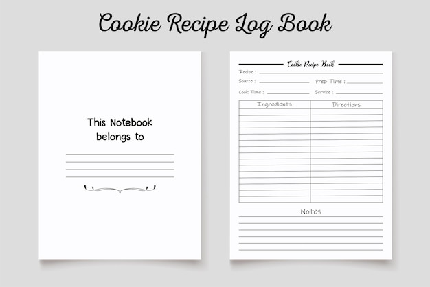 Cookie recipe log book kdp interior template