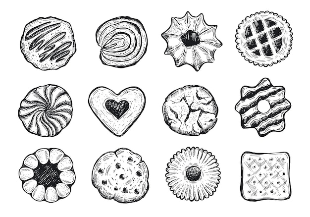 Cookie set hand drawn illustration