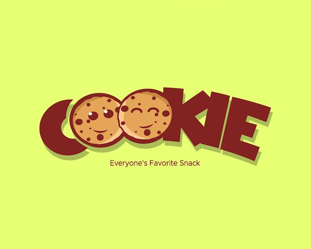 Cookie word customs lettering typography vector illustration