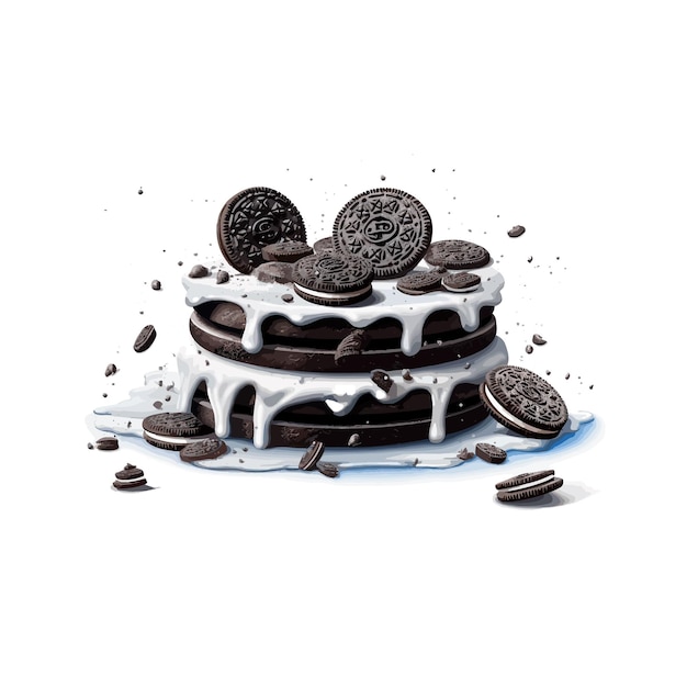 cookies and cream cake Cartoon Vector illustration