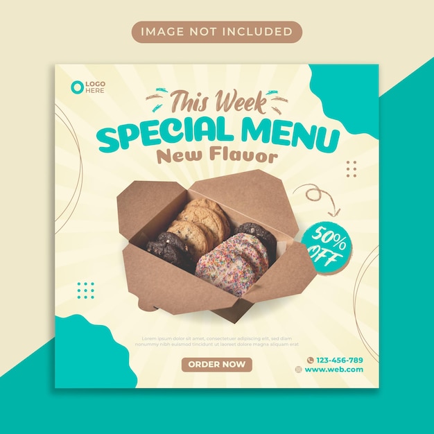 Cookies food menu social media banner post template