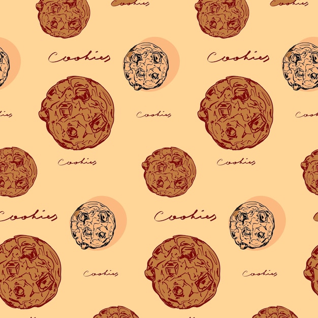 Cookies vector pattern Brown colors Chocolate chips cookie Tasty sweet treats Biscuits