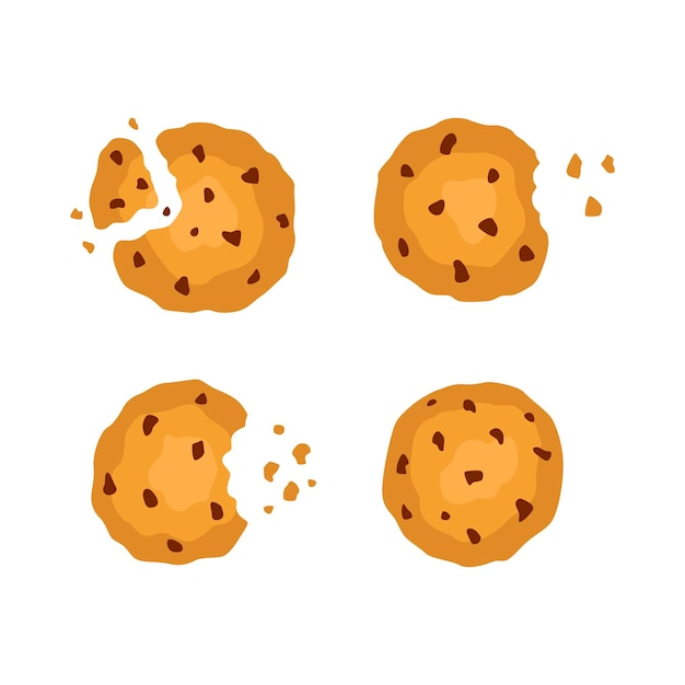 Vector cookies with crumbs vector cartoon set icon