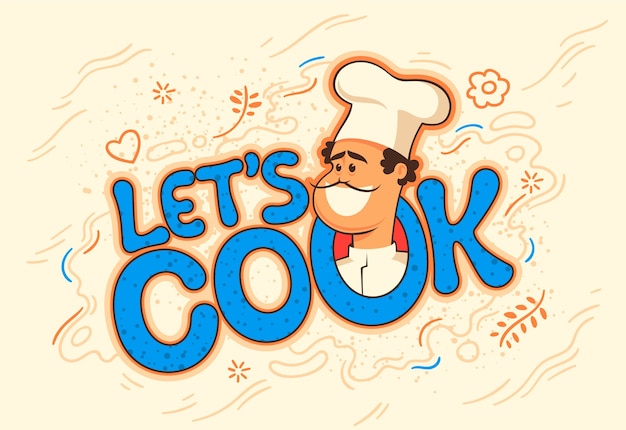 Cooking banner sign with comic chef.