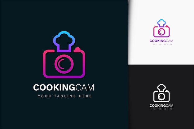 Cooking camera logo design with gradient