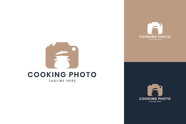 Cooking camera negative space logo design