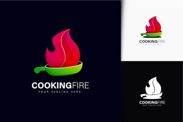 Cooking fire logo design with gradient