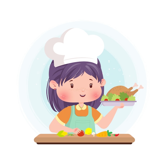 Cooking Food Cute Character Concept  Illustration Cooking at Home