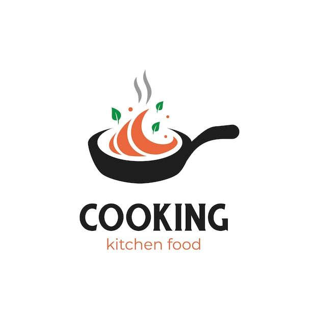 Cooking food logo with pan chef vector element cook fried noodles logo icon design elements