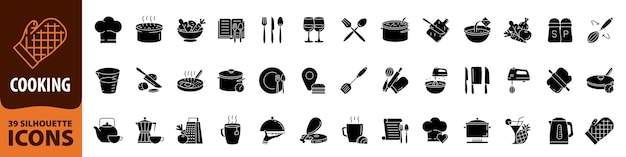 Cooking icon Cooking icon set Silhouette style