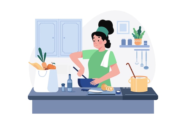 Cooking and Kitchen Illustration concept on white background