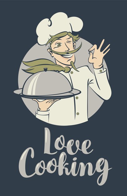 Vector cooking poster with smiling chef