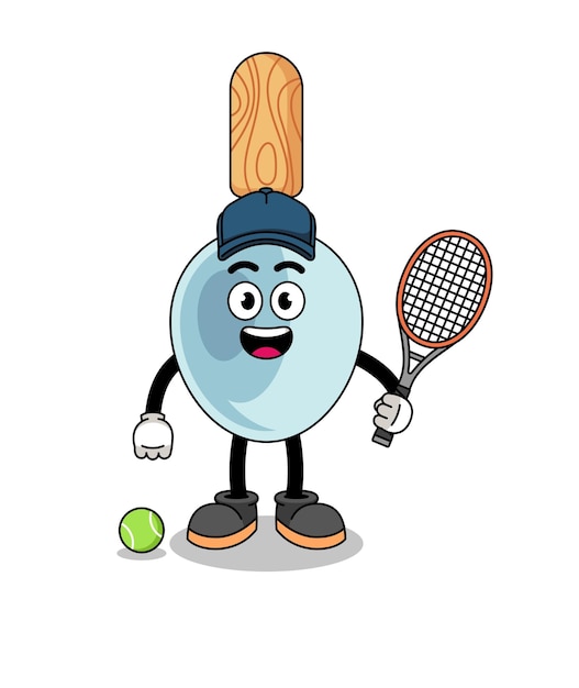 Cooking spoon illustration as a tennis player