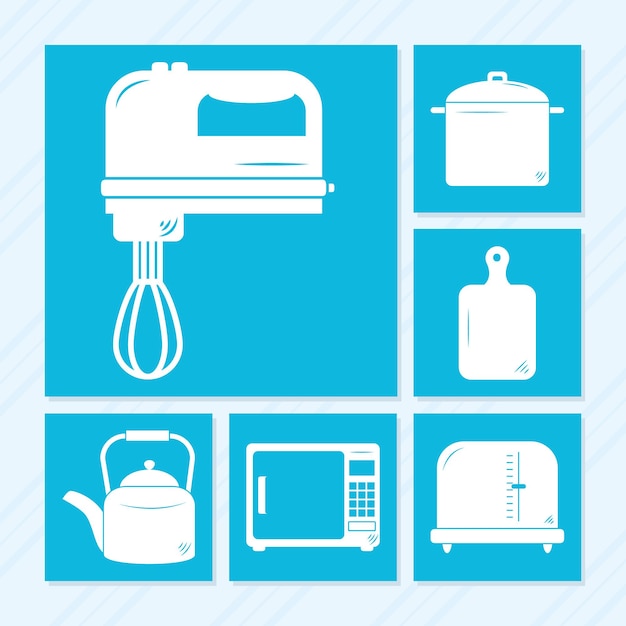 Cooking utensils icon set design